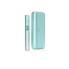 IQOS ILUMA i PRIME Breeze Blue Tabakerhitzer – Ausführung Breeze Blue, Vorderansicht auf weißem Hintergrund